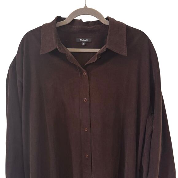 Madewell Corduroy Long-Sleeve Midi Shirtdress in "Dark Carob" Brown Size XXL - Picture 6 of 13